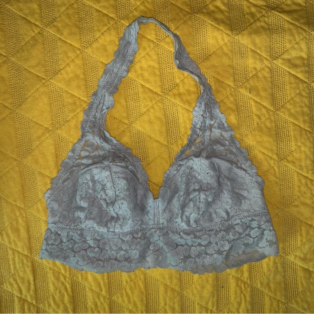 Aerie Gray Lace Halter Bralette
